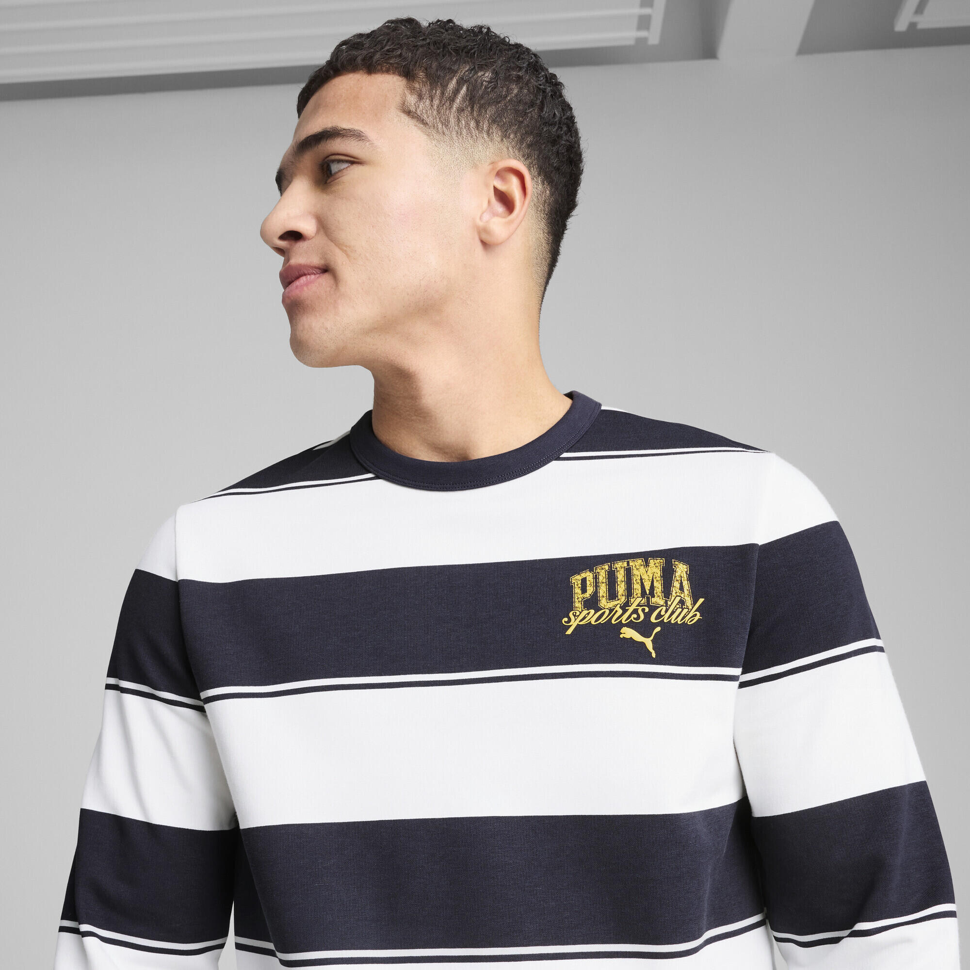 PUMA Class gestreepte crewtop voor heren PUMA New Navy Blue 3/7