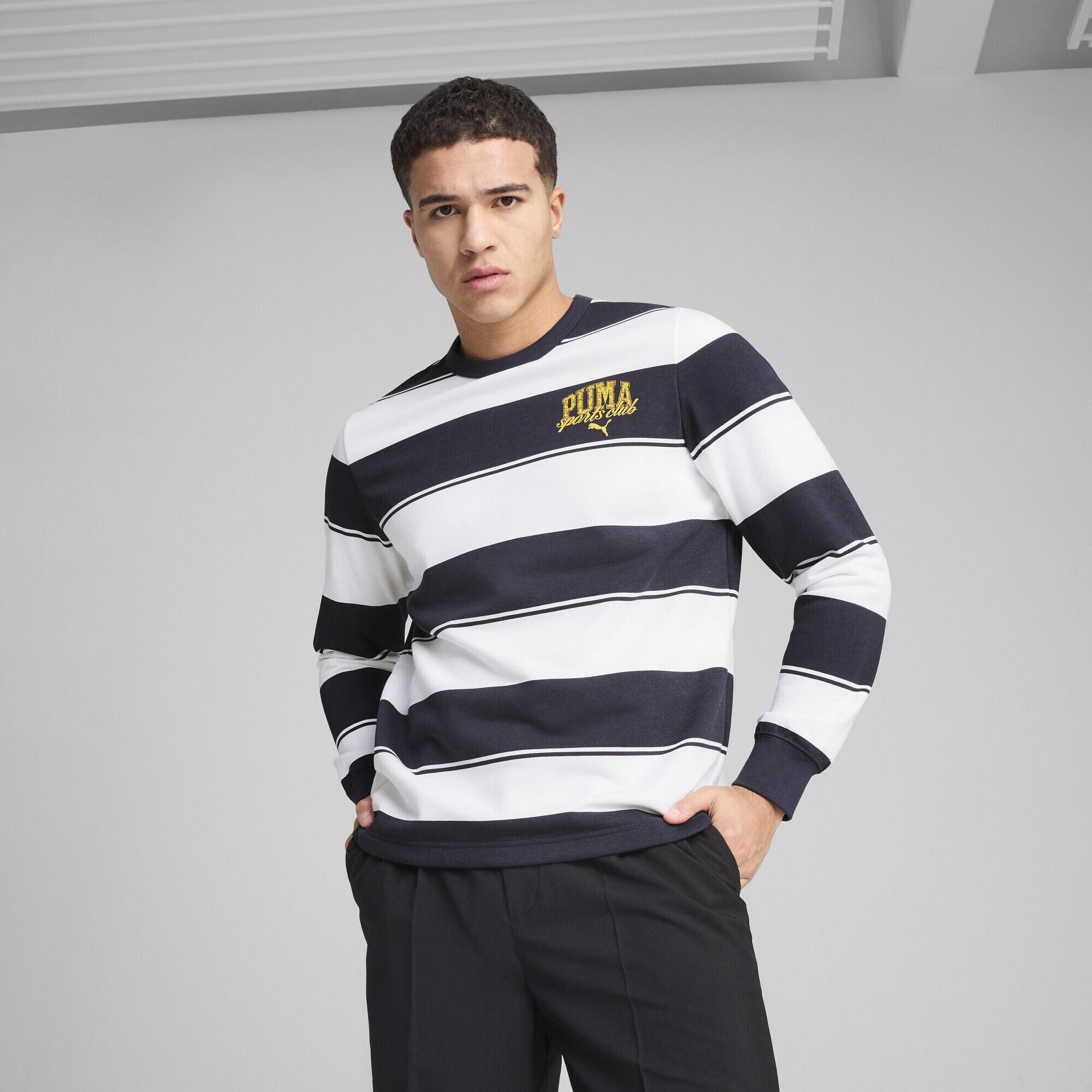 PUMA Class gestreepte crewtop voor heren PUMA New Navy Blue 2/7