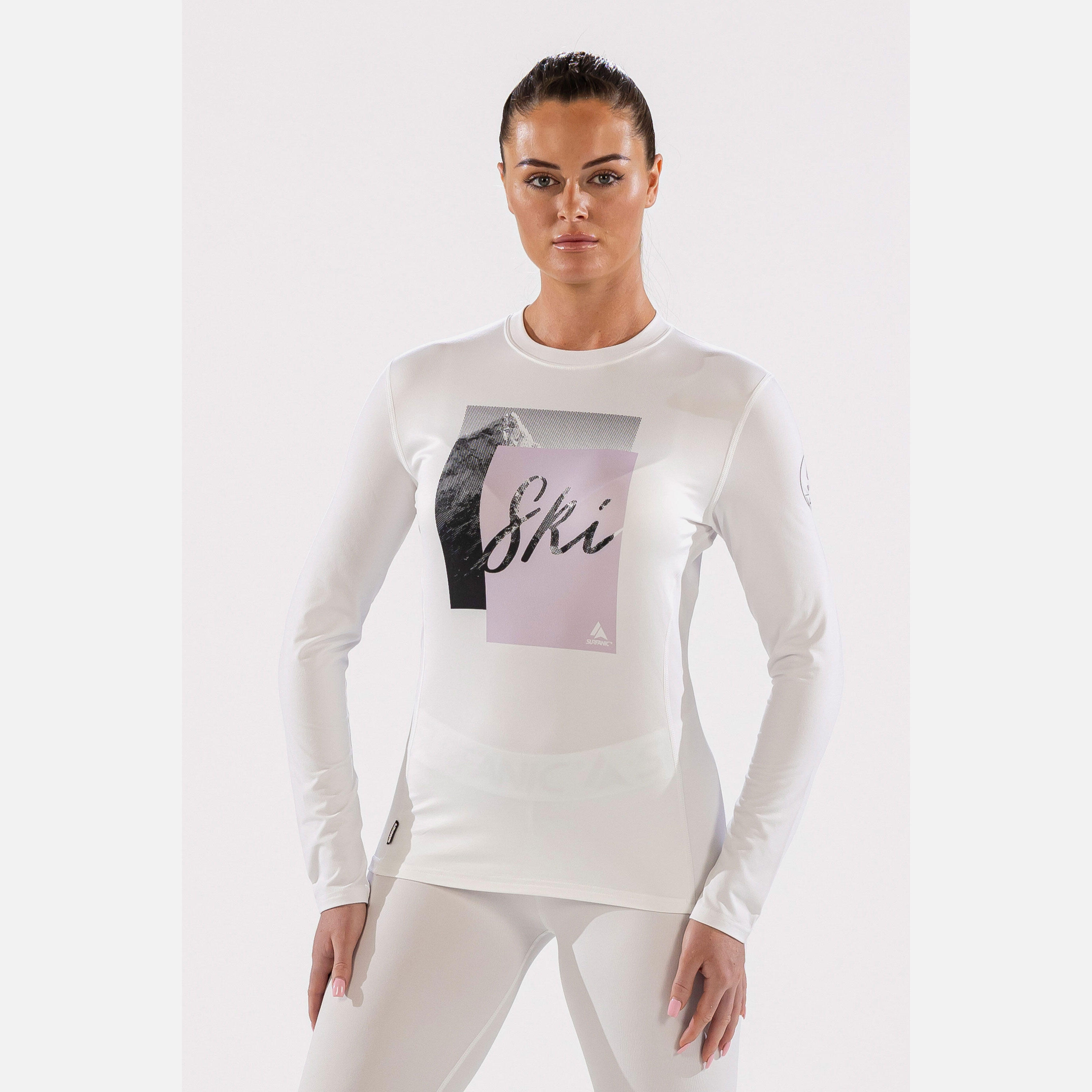 SURFANIC CarbonDri Cozy Crest Womens Crew Neck Optic White