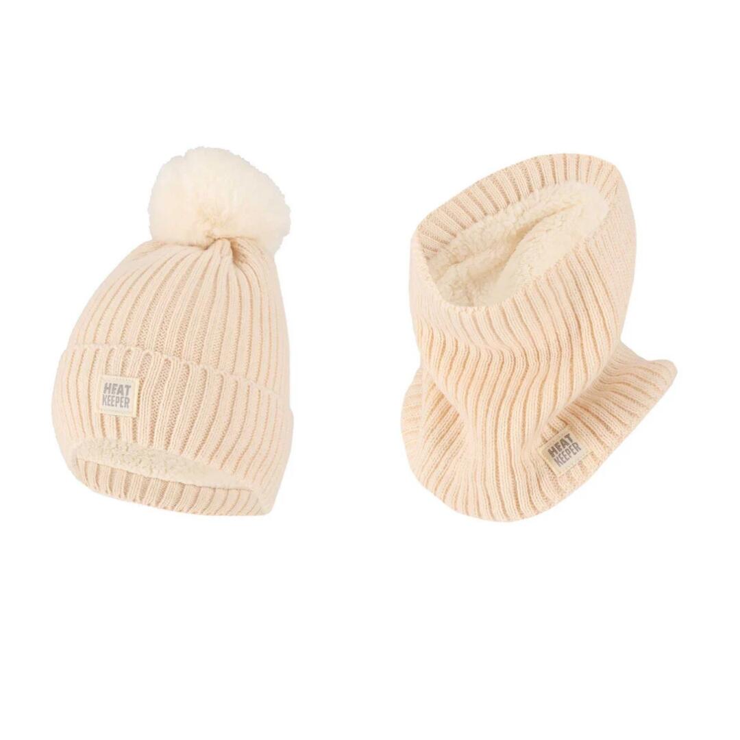 Heat Keeper - Thermo Set Femme - Bonnet/cache-cou - Blanc Cassé - Onesize - Bonnet - Blanc - Decathlon