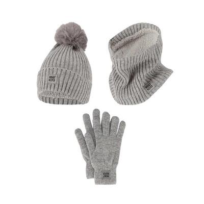 Thermoset dames - handschoenen/muts/nekwarmer - 2-pack - grijs - onesize