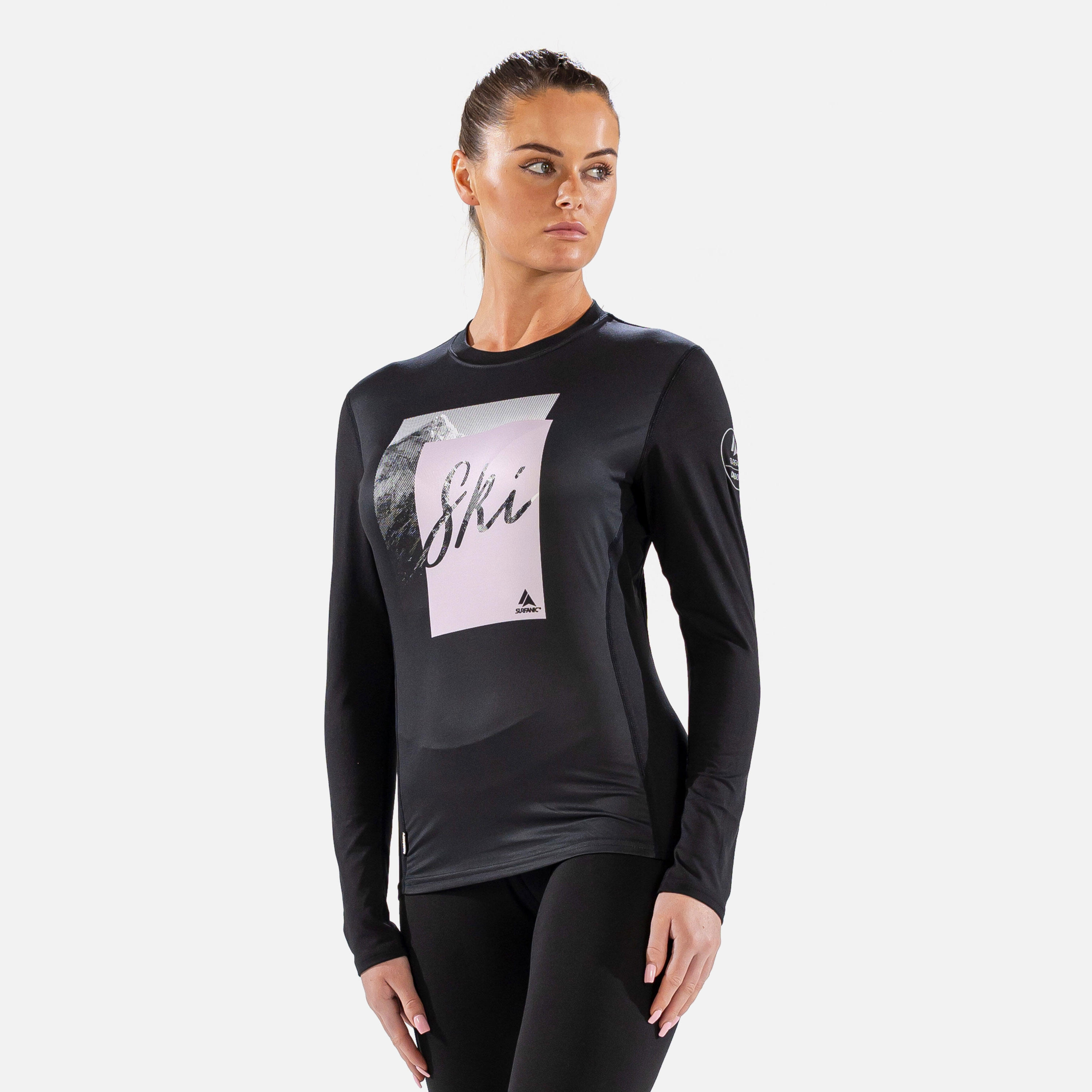 SURFANIC CarbonDri Cozy Crest Womens Crew Neck Black