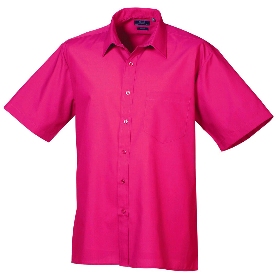 Popelin Hemd, kurzärmlig Herren Hot Pink 2/3