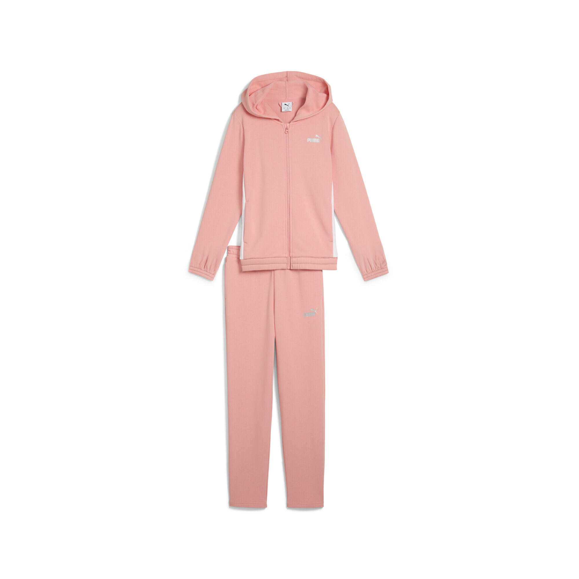 PUMA Dětský běžecký joggingový komplet s kapucí Pink Fruit