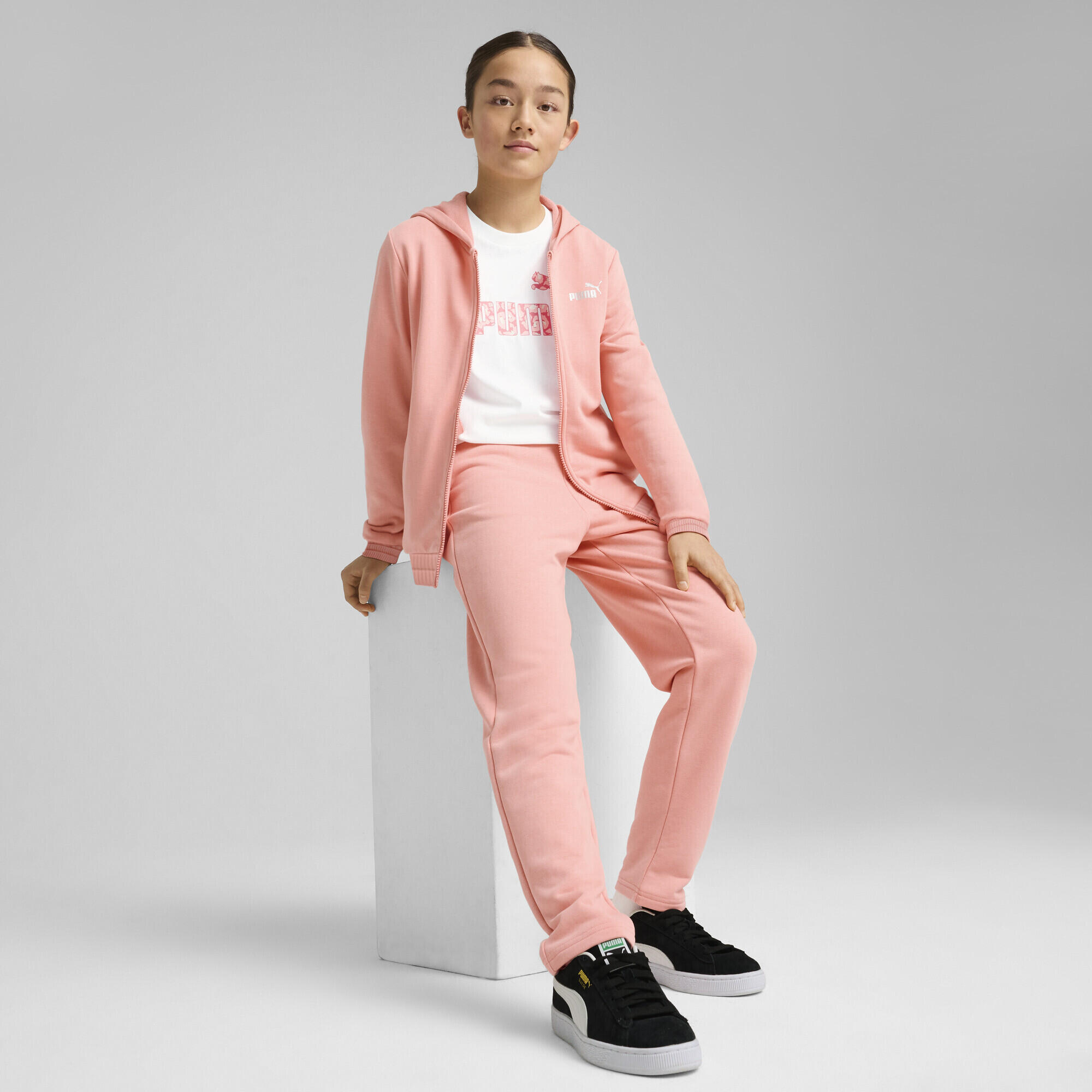 Metallic joggingpak met capuchon voor jongeren PUMA Pink Fruit 3/6