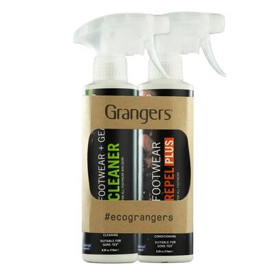 Grangers footwear+gear cleaner spray + footwear repel plus spray eco twin pack