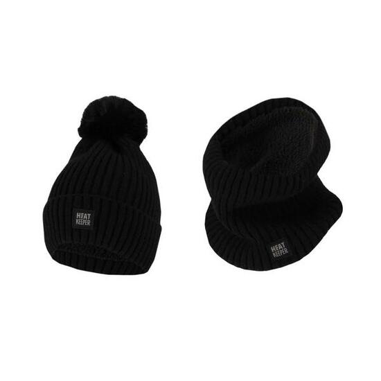 Thermo-Set Damen – Mütze/Halswärmer – Schwarz – Einheitsgröße