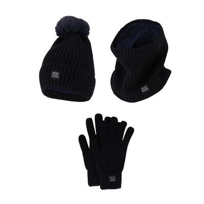 Thermoset dames - handschoenen/muts/nekwarmer - 2-pack - navy - onesize