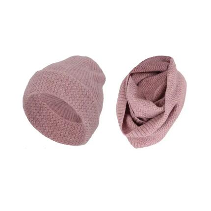 Ensemble bonnet + écharpe-col-col rose clair pour fille taille unique