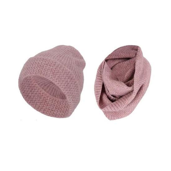 Ensemble d'hiver lilas chiné pour fille bonnet et col roulé taille unique
