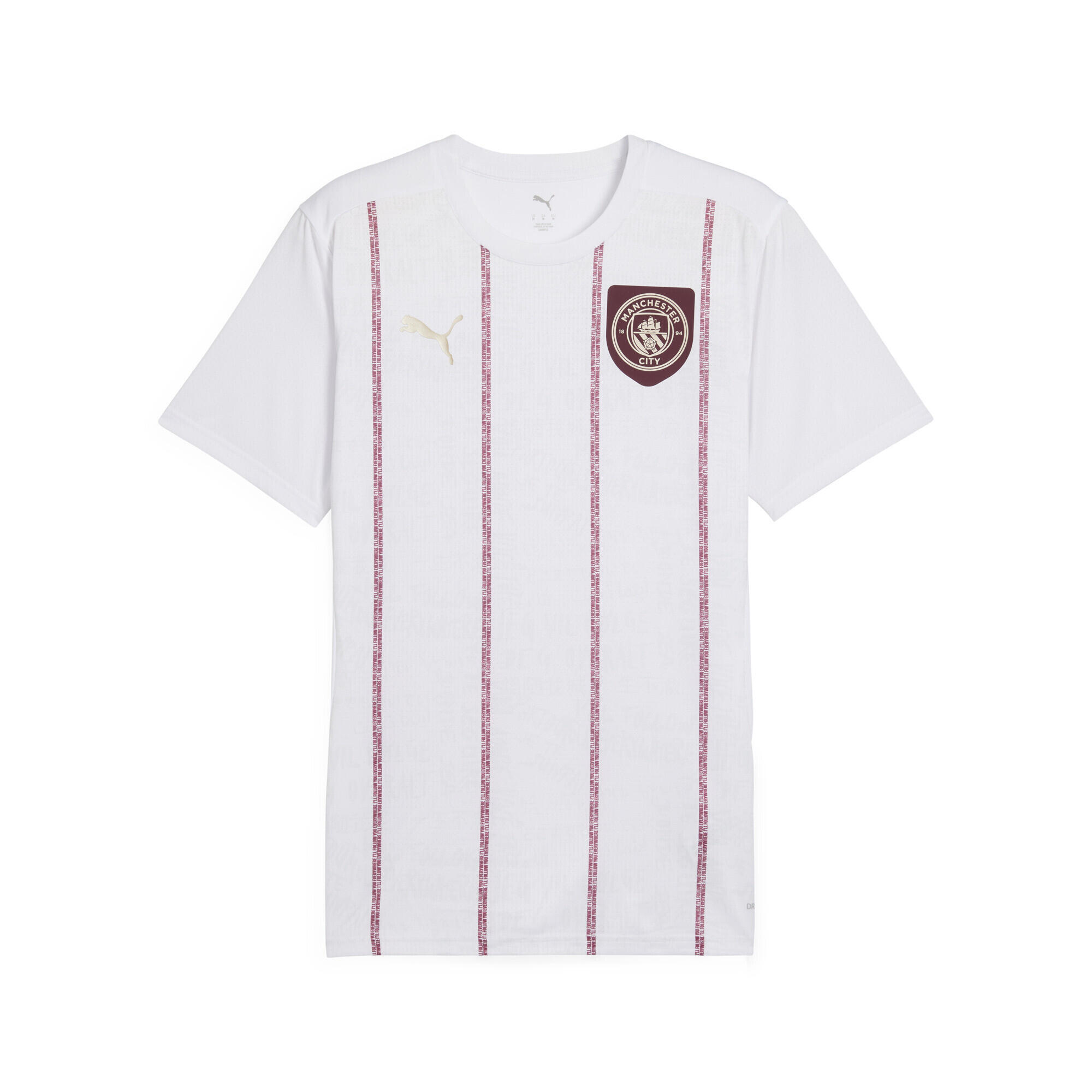 Męska koszulka przedmeczowa Manchester City PUMA White Dark Jasper Red