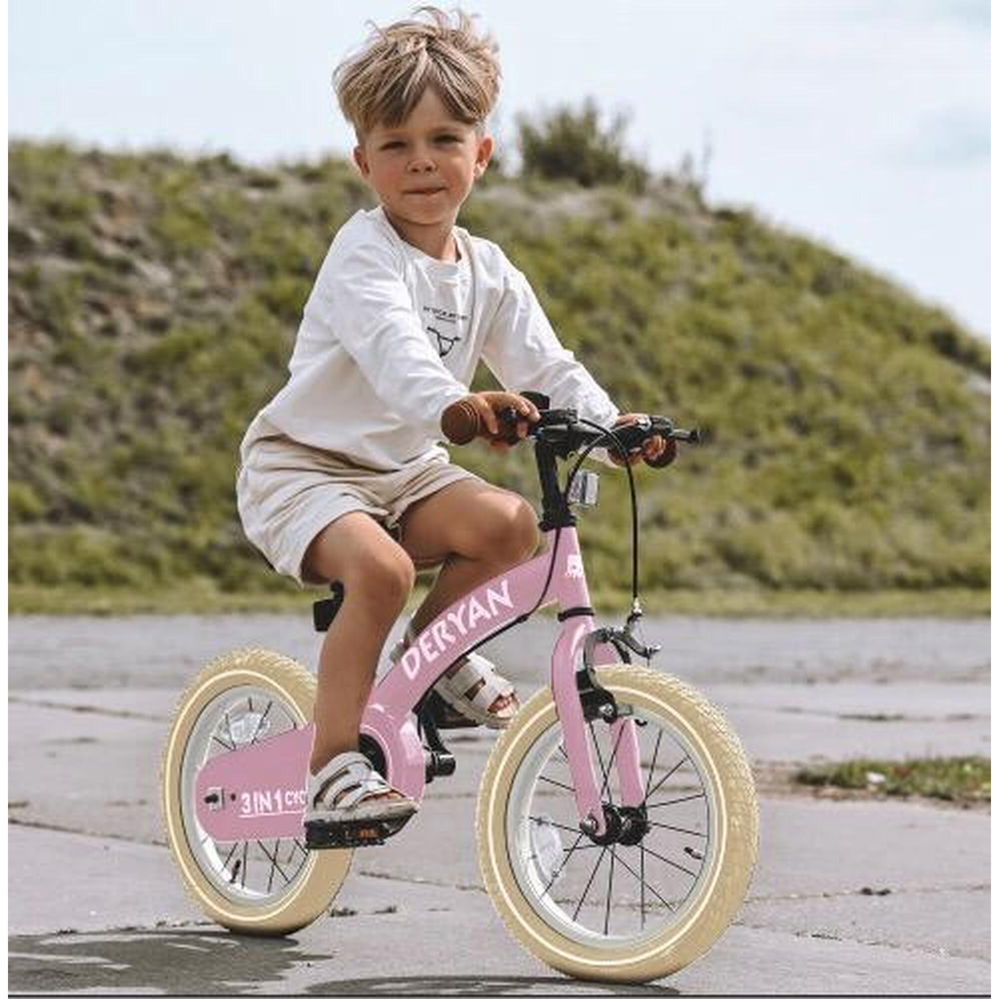 Deryan 3-in-1 Bicicletă pentru copii de 12 inch - Bicicletă de echilibru