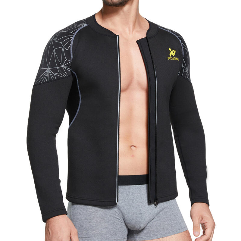 Bluza Fitness pentru slabit barbati,  Negru, Neopren