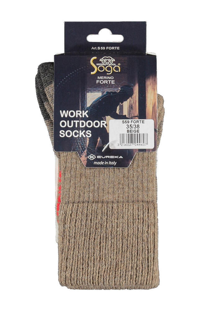Merino Wollen Outdoor Work Sokken 2-Pack Beige 46/48 4/4