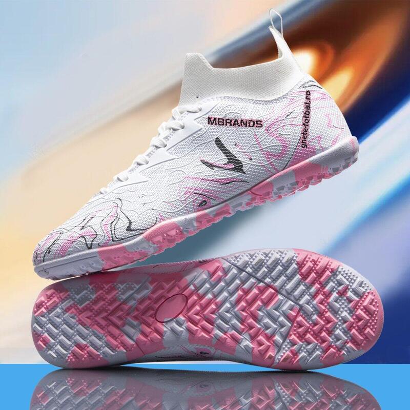 Ghete de fotbal MBrands, 8.3 cu glezna pentru teren sintetic, culoare alb 36