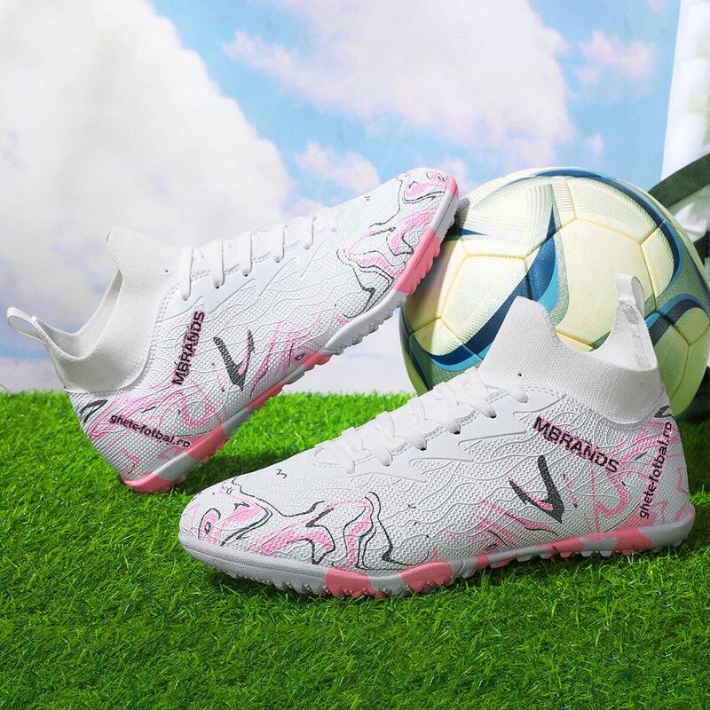 Ghete de fotbal MBrands, 8.3 cu glezna pentru teren sintetic, culoare alb 36