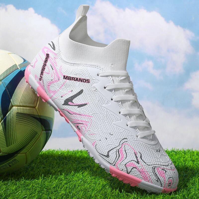 Ghete de fotbal MBrands, 8.3 cu glezna pentru teren sintetic, culoare alb 36
