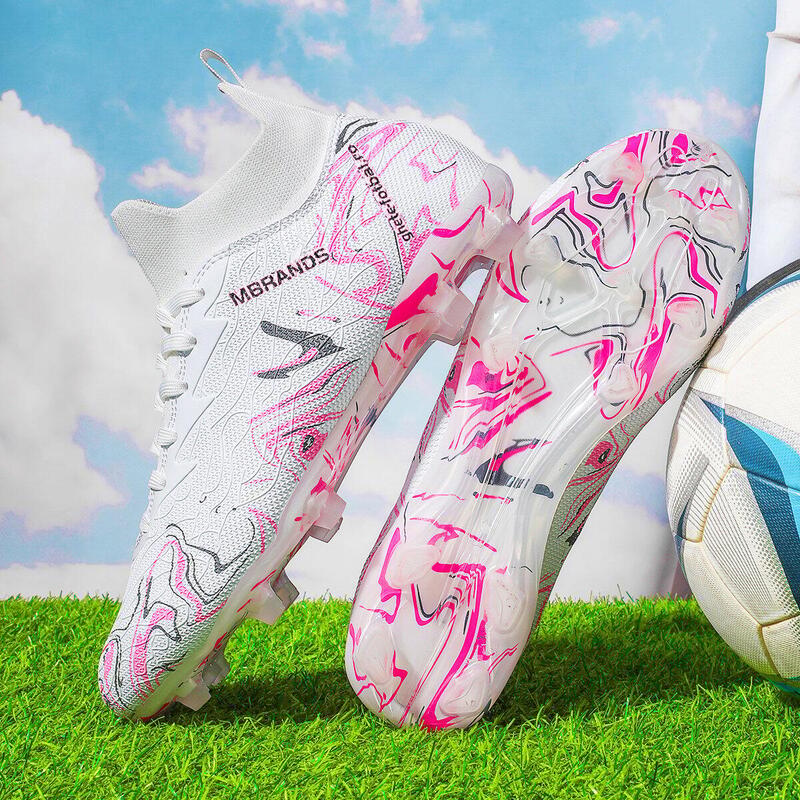 Ghete de fotbal MBrands, 8.3 cu glezna crampoane, culoarea alb 42