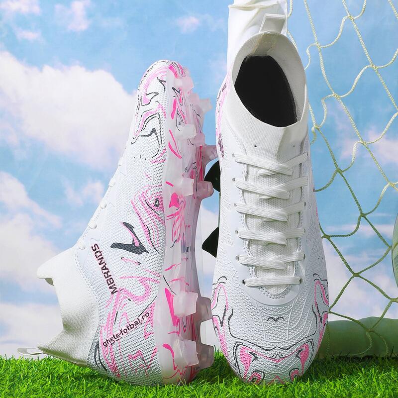 Ghete de fotbal MBrands, 8.3 cu glezna crampoane, culoarea alb 42
