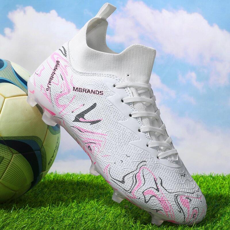 Ghete de fotbal MBrands, 8.3 cu glezna crampoane, culoarea alb 42
