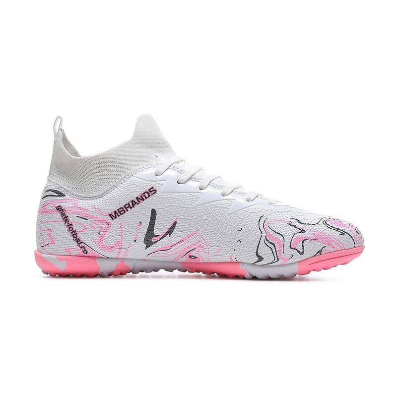 Ghete de fotbal MBrands, 8.3 cu glezna pentru teren sintetic, culoare alb 36