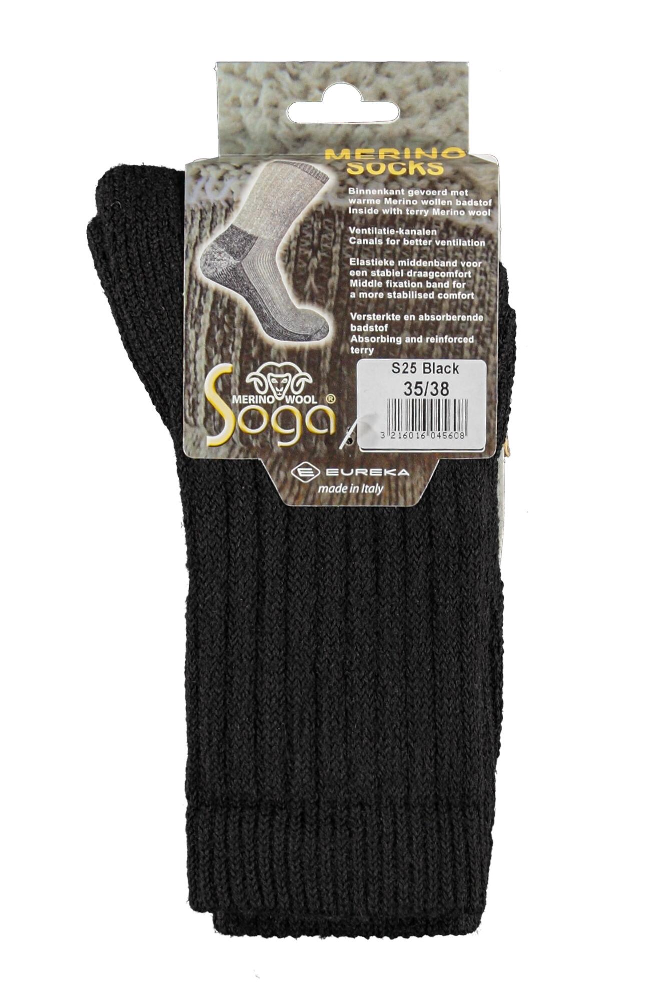 Lot de 3 Paires de Chaussettes Épaisses en Laine Mérinos Noir S25  46/48 3/4