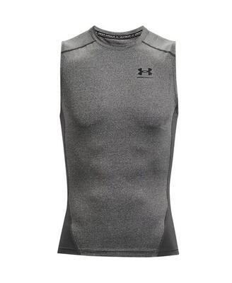 Maglia A Compressione Senza Maniche Uomo Under Armour HeatGear Carbone Con Toni