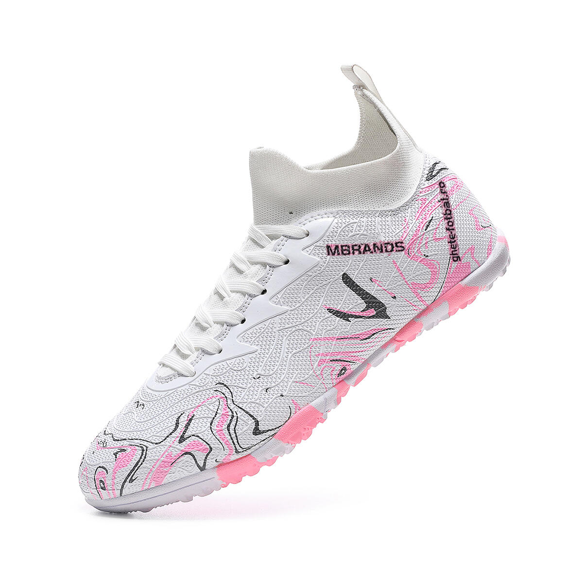 Ghete de fotbal MBrands, 8.3 cu glezna pentru teren sintetic, culoare alb 41