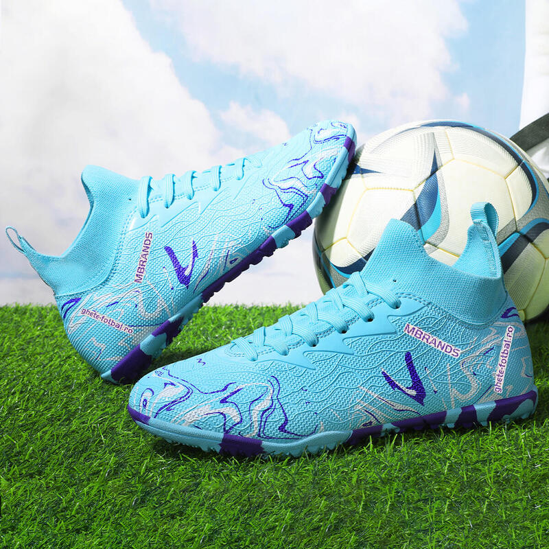 Ghete de fotbal MBrands, 8.3 cu glezna pentru teren sintetic, culoare turcoaz 41