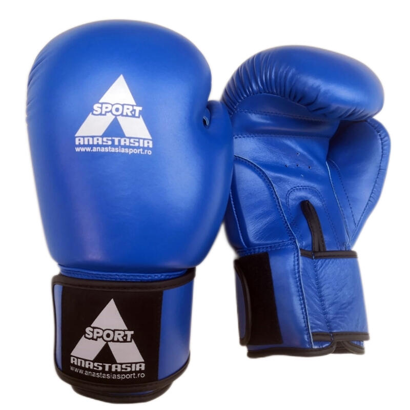 Manusi box lupta Anastasia, piele naturala, albastre, 14 OZ