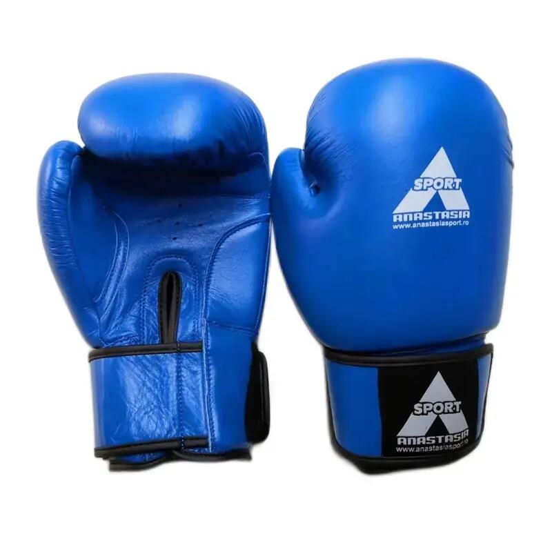 Manusi box lupta Anastasia, piele naturala, albastre, marime 12 OZ 1/12