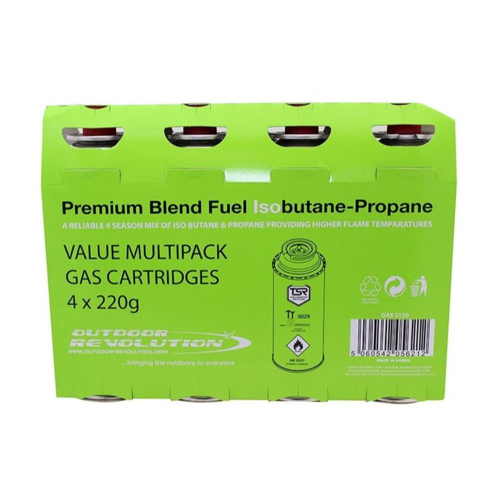BLUE DIAMOND Outdoor Revolution 220g Iso-Butane Fuel Gas Cartridge 4 Pack
