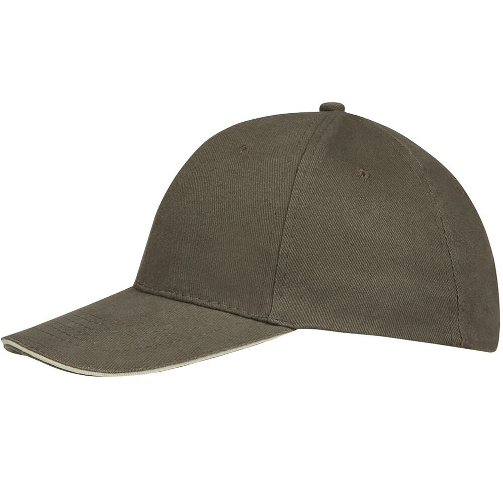 Unisex Buffalo 6 Panel Baseball Cap (Army/Beige) 3/5