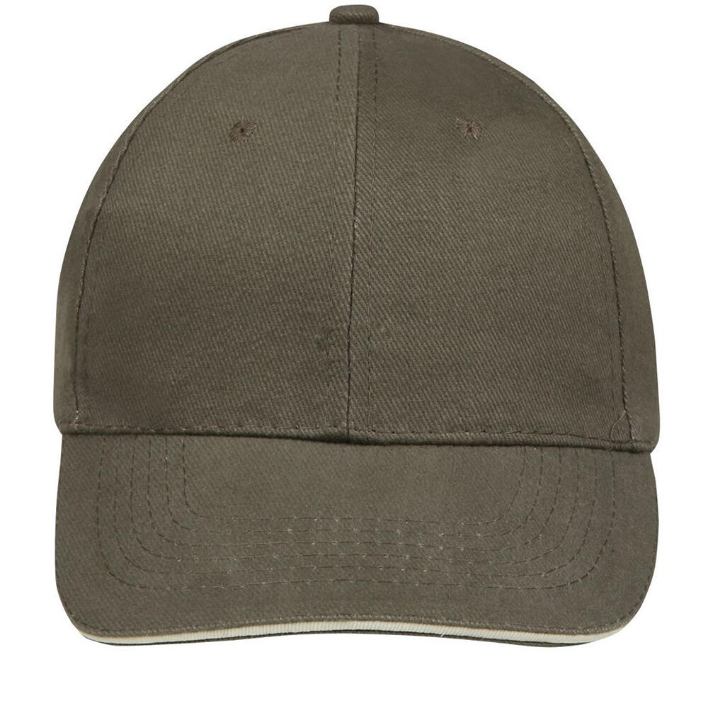 Unisex Buffalo 6 Panel Baseball Cap (Army/Beige) 4/5