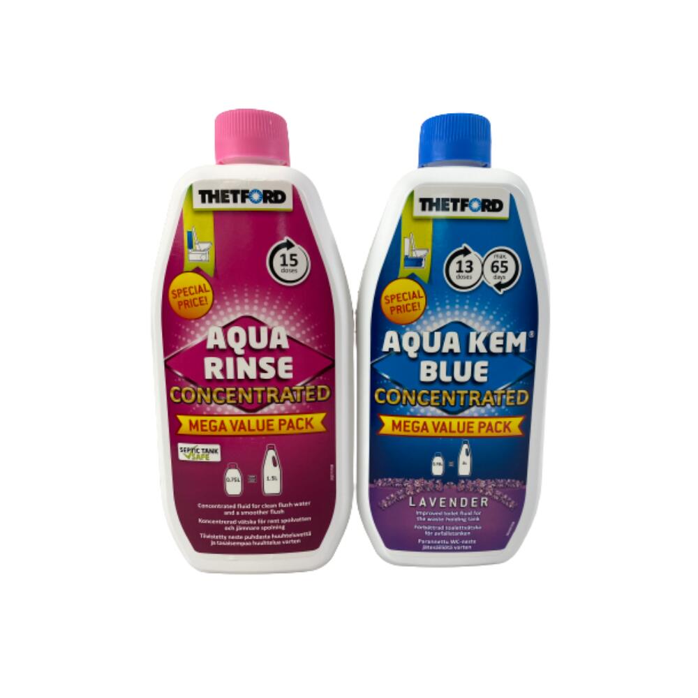 THETFORD Thetford Aqua Kem Duo Blue Lavender Pink Rinse Toilet Chemical Pack 780ml/750ml