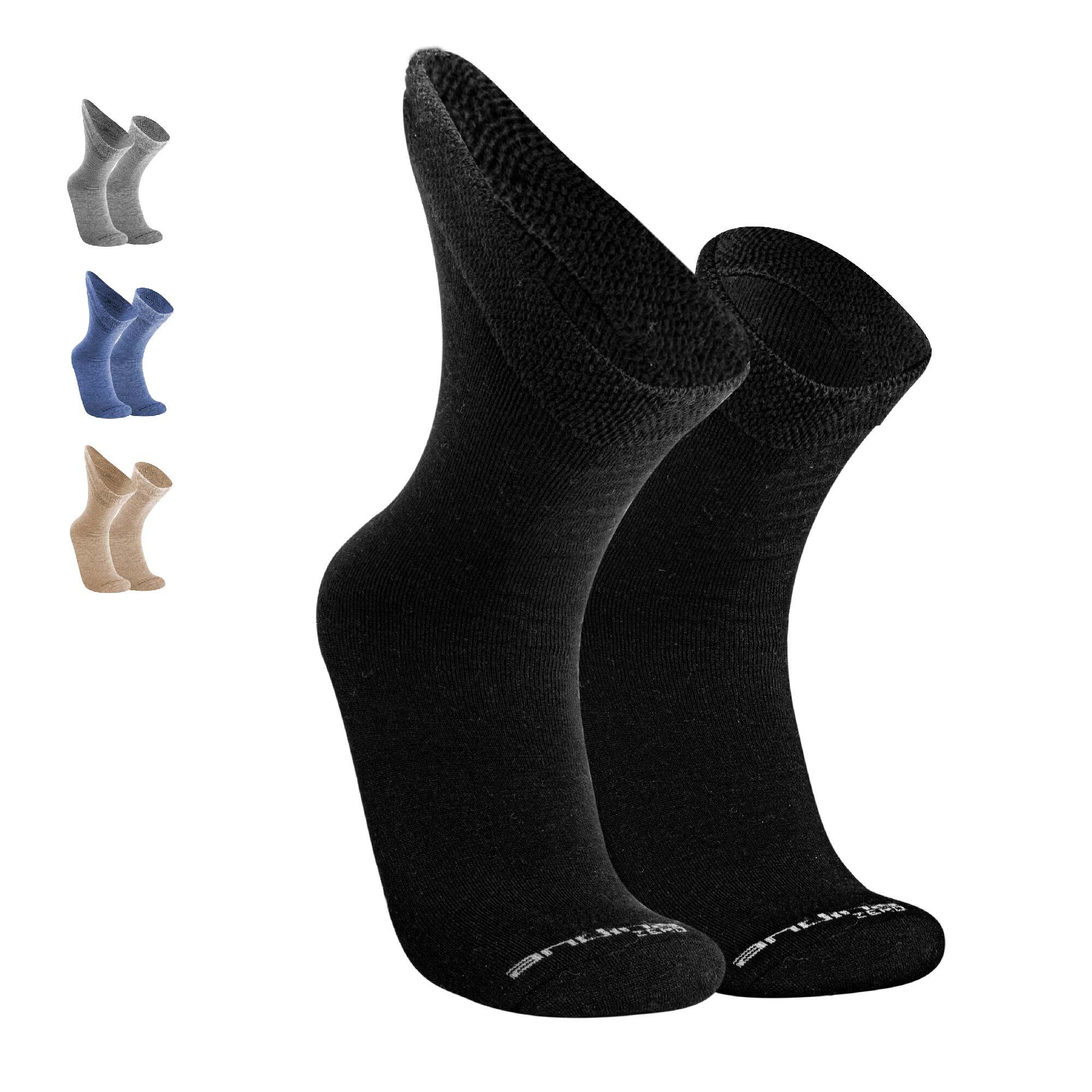 Andina Outdoors - Chaussettes En Alpaga Pour Diabétiques Bas Confort Taille Large Unisexe - Chaussettes - Noir - 47/50 - Decathlon
