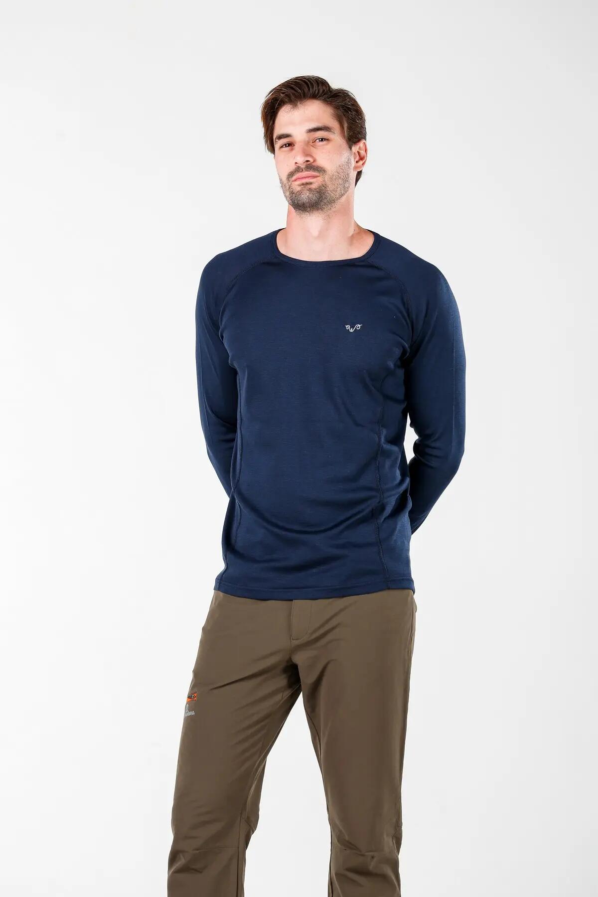 Remus - męska koszulka termoaktywna 100% merino (195 g/m²) XL, Granatowy 4/7