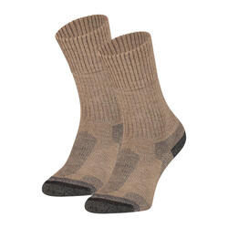 Lot de 2 Paires de Chaussettes de Travail Outdoor en Laine Mérinos Beige 35/38