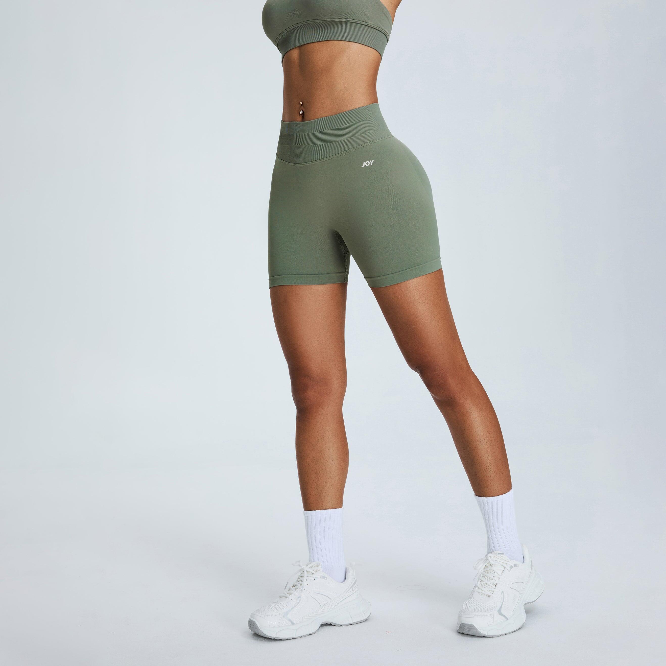 Mallas Cortas Mujer Low Sculpt Scrunch - Verde grisáceo 4/4