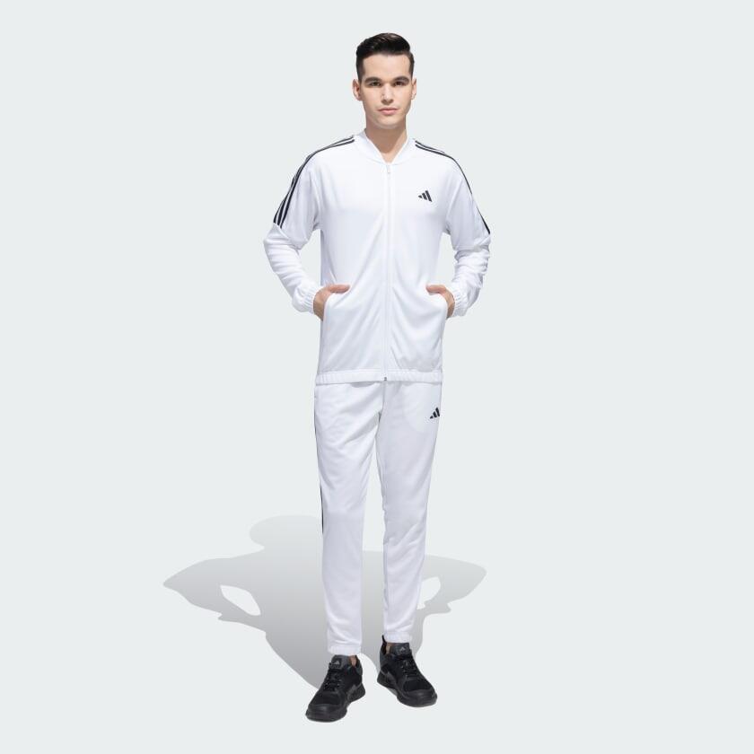 Adidas 3S Plain TS Men Training Track Suit White