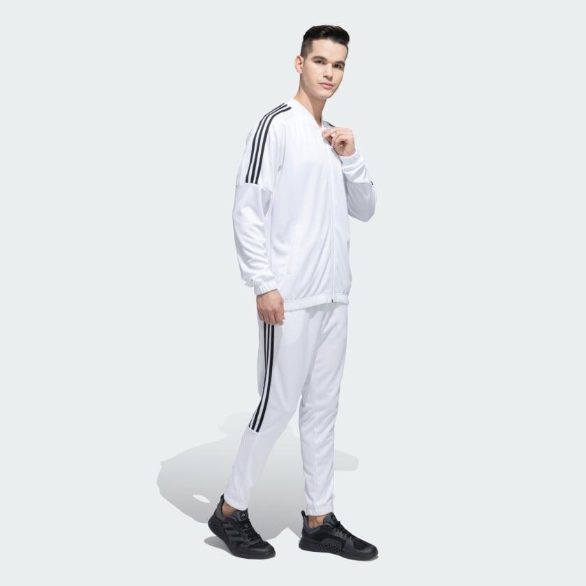 Adidas 3S Plain TS Men Training Track Suit White