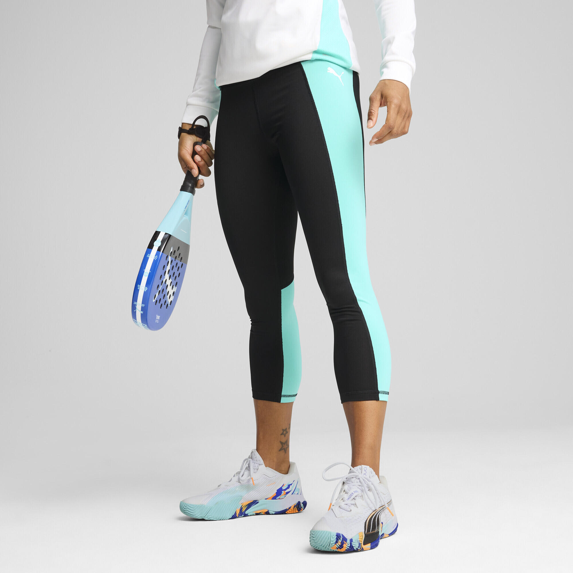INDIVIDUAL 3/4-padellegging voor dames PUMA Black Aquatic White Green 6/7