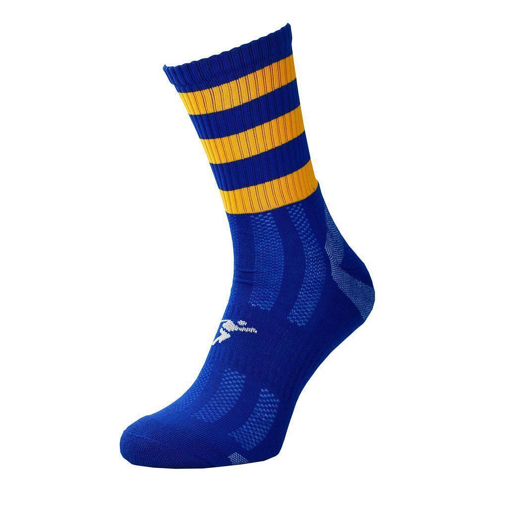 PRECISION Childrens/Kids Pro Hooped Socks (Royal Blue/Amber)