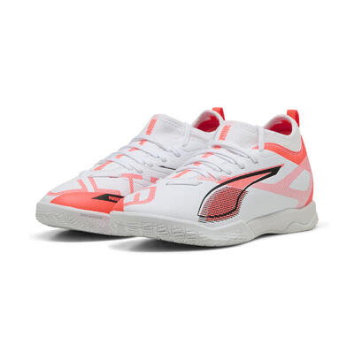 Botas de fútbol ULTRA 5 MATCH IT Mid Niños PUMA White Black Glowing Red
