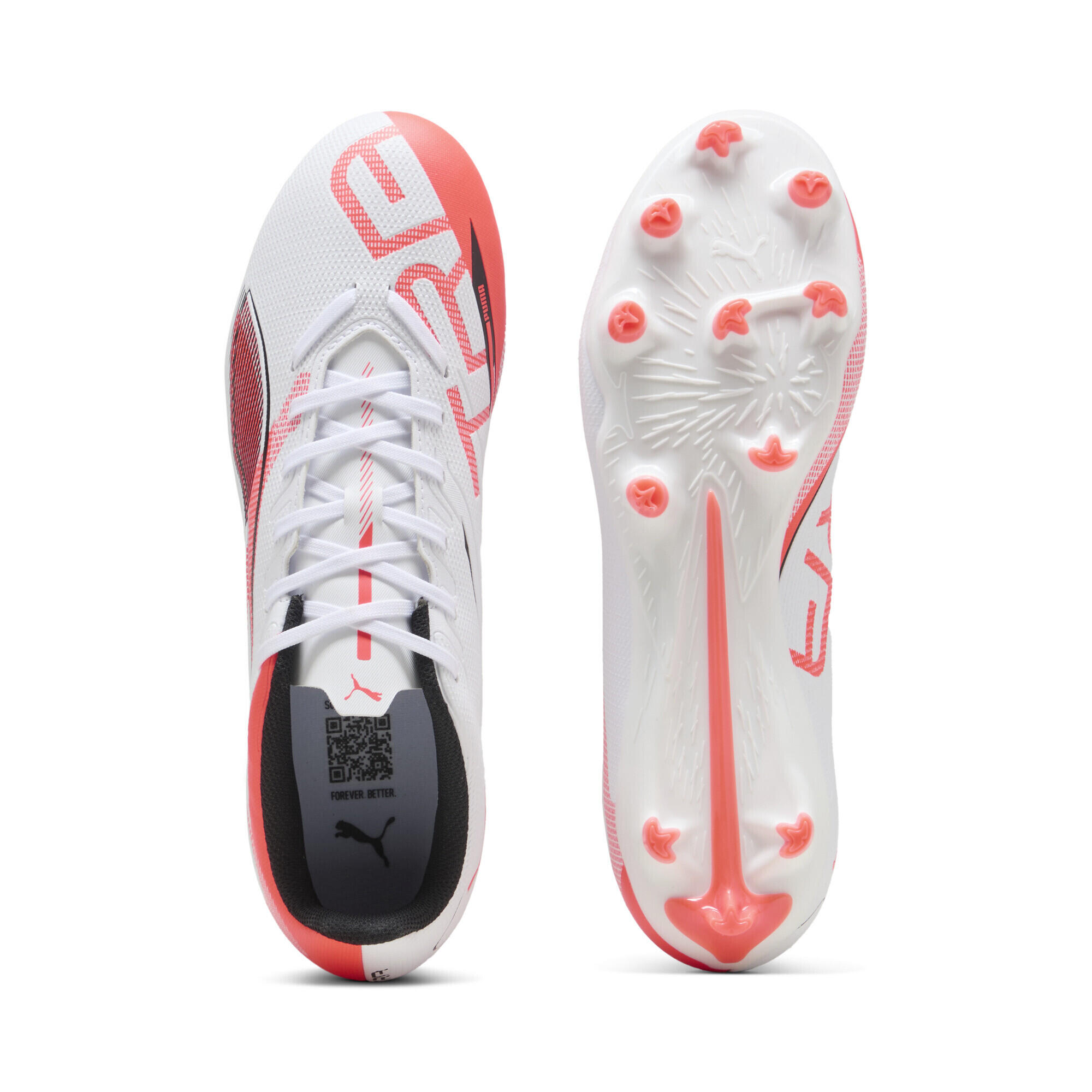ULTRA 5 PLAY FG/AG Fußballschuhe Erwachsene PUMA White Black Glowing Red 6/7