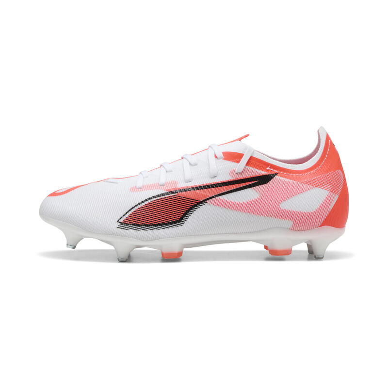 Ghete Fotbal adulți Design Ușor Ultra 5 Match MxSG PUMA White Black Glowing Red