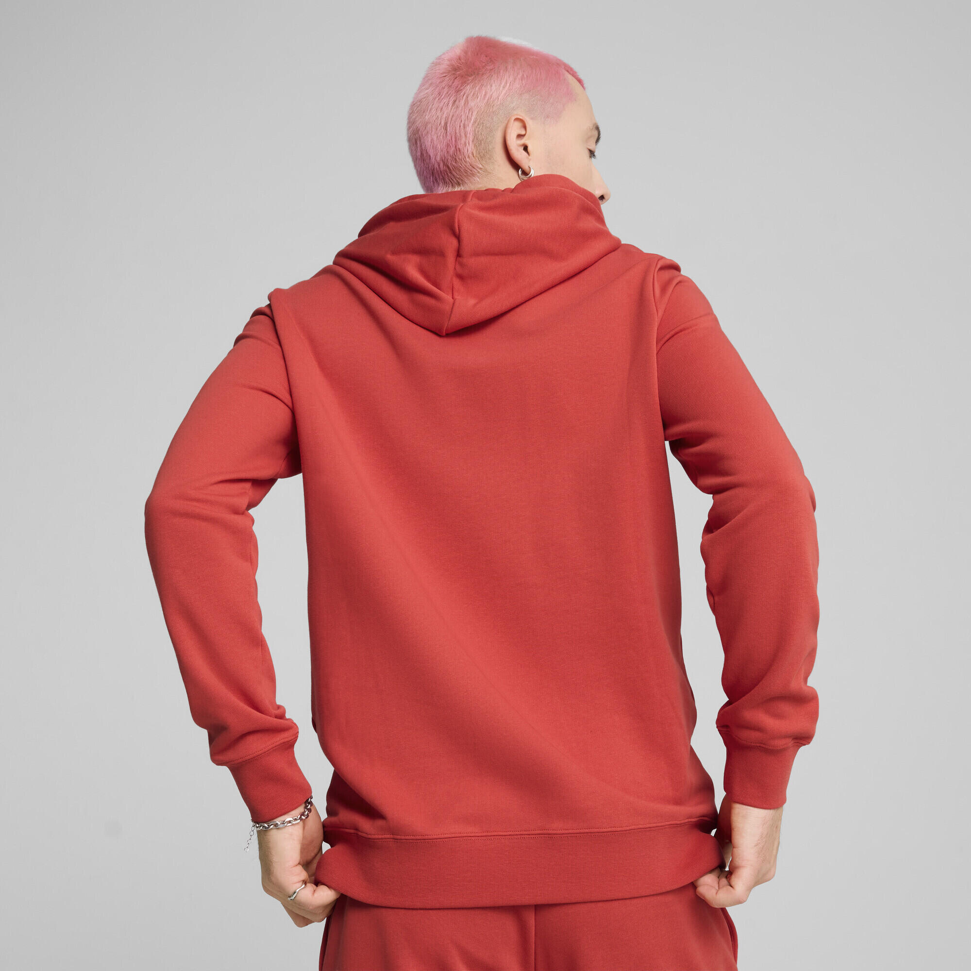 Felpa con cappuccio con logo Essentials bicolore N. 1 da uomo PUMA Red Fire 3/7