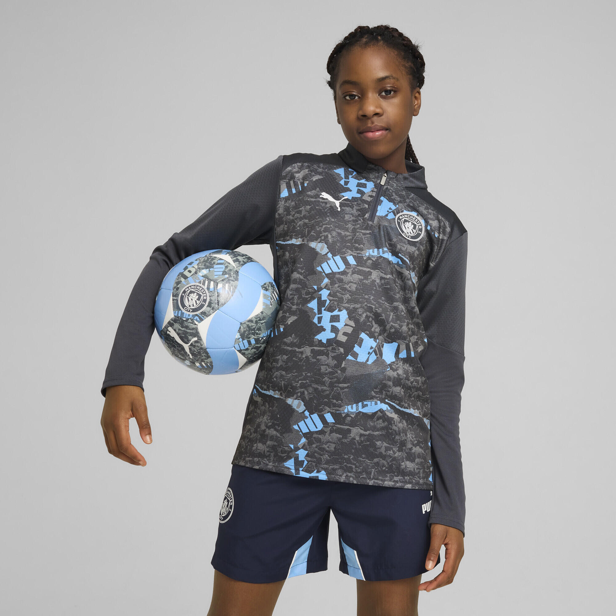 Manchester City prematch-top met kwartrits voor jongeren PUMA 2/7