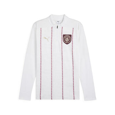 Manchester city top met kwartrits voor heren puma white dark jasper red