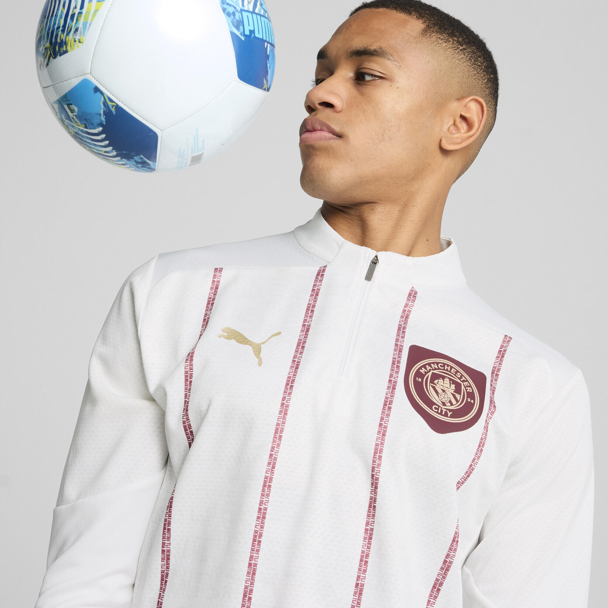 Camiseta Homem Manchester City Pre-match PUMA White Dark Jasper Red 3/7
